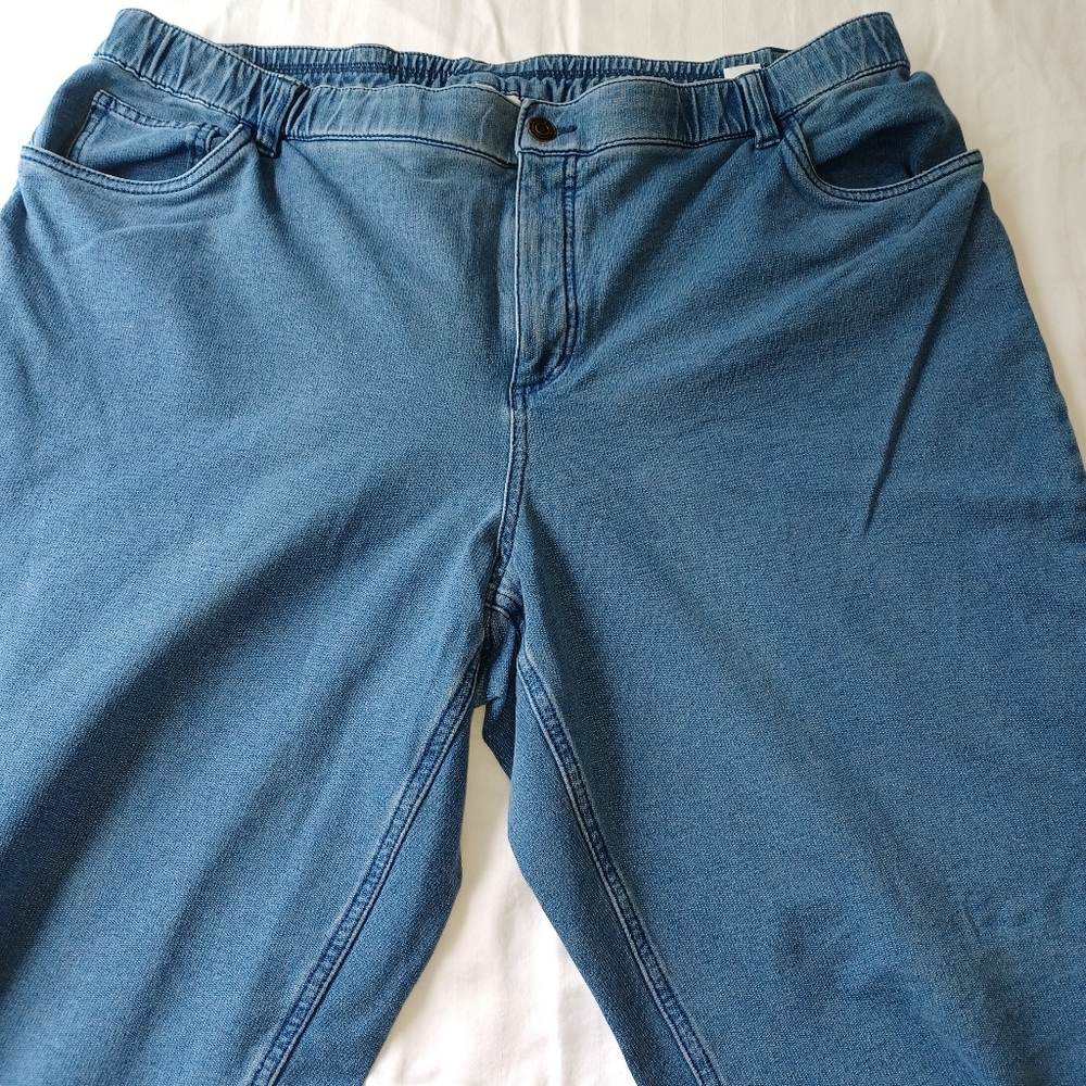 D & Co. Denim & Company 22w Women's Jean Elastic Waist. Partical Flat Front